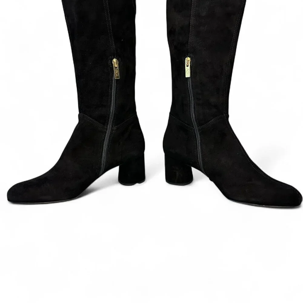 AGL Scarlet Over-The-Knee Suede Leather Boot, EU 38, Black NEW IN BOX